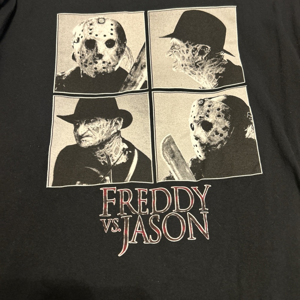 Freddy Black Graphic Tee with Horror Icons